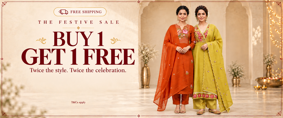 Hana Label festive sale: Buy 1 Get 1 Free on eligible kurta sets.