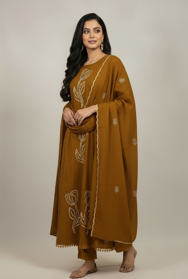 Brown Embrioded Suit Set2