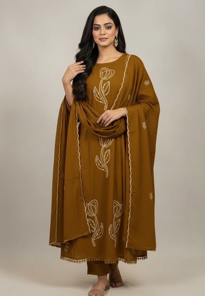 Brown Embrioded Suit Set4