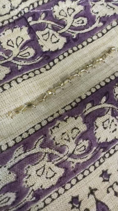 Beige Cotton Silk Kurta Set with Block Print, Printed Dupatta & Straight Pants